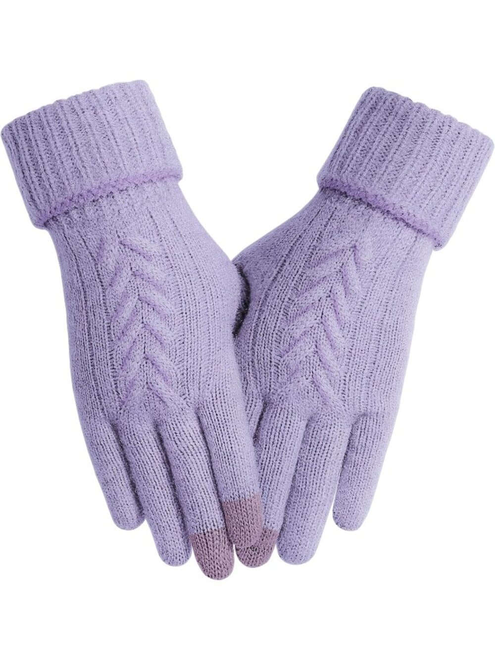 Women's Purple Wool Touchscreen Cold Weather Winter Longer Wrist Cuff Gloves